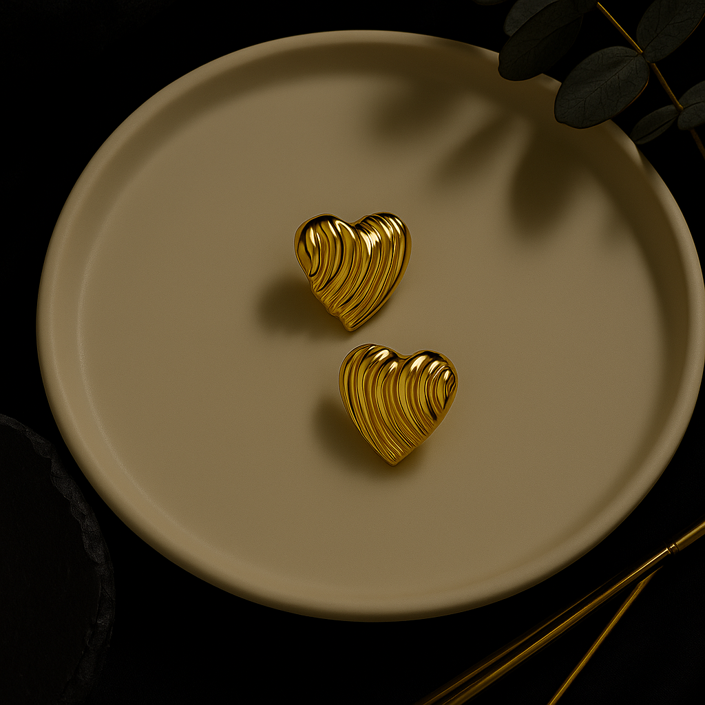 "Golden Crush" Chunky Heart Earrings