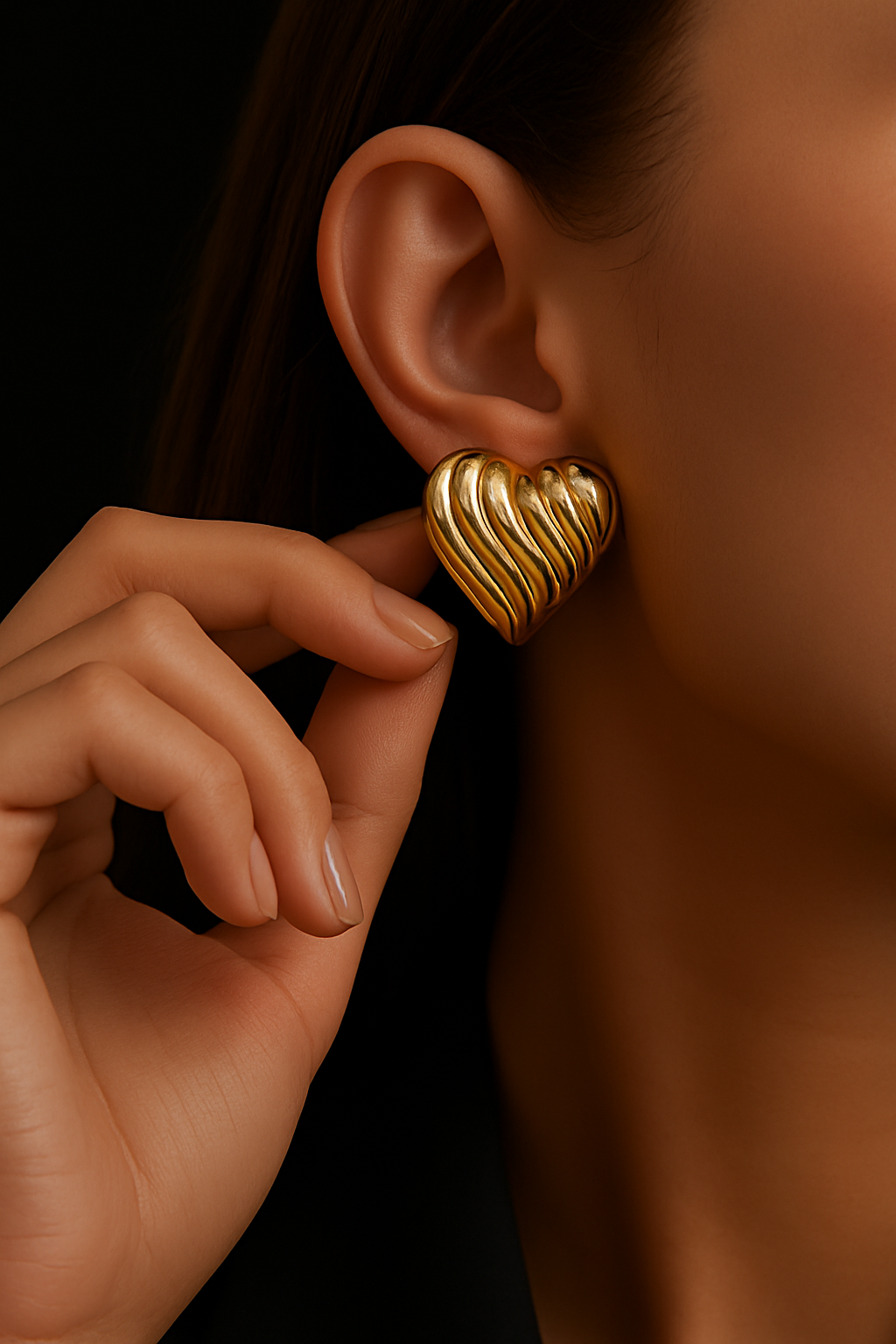 "Golden Crush" Chunky Heart Earrings