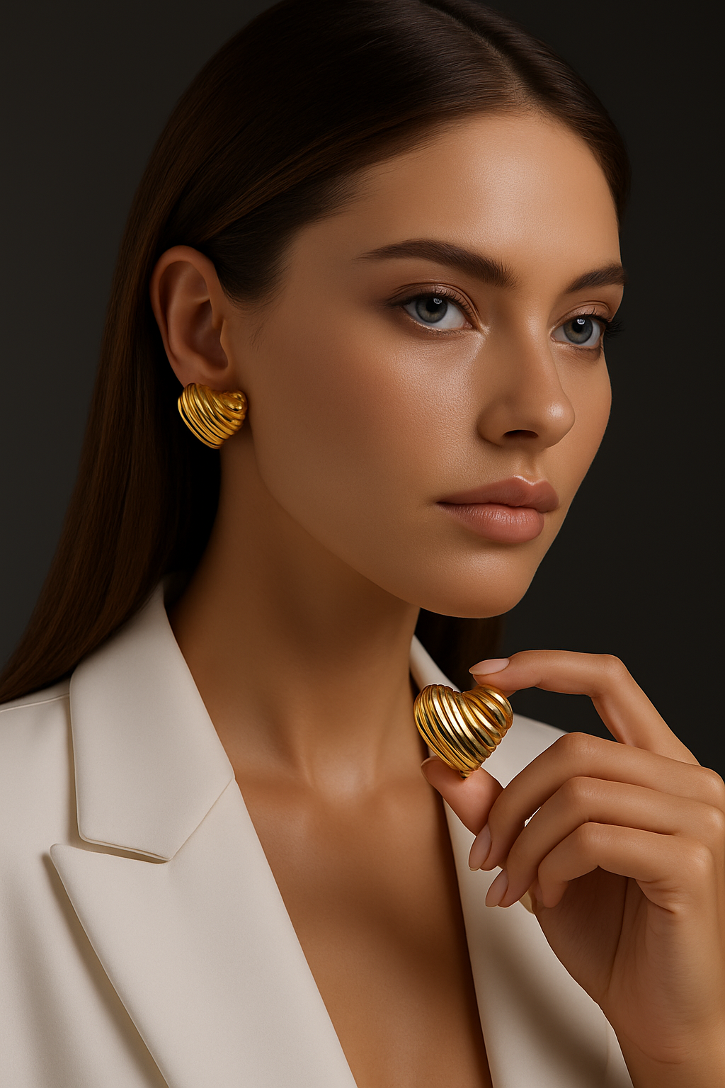 "Golden Crush" Chunky Heart Earrings