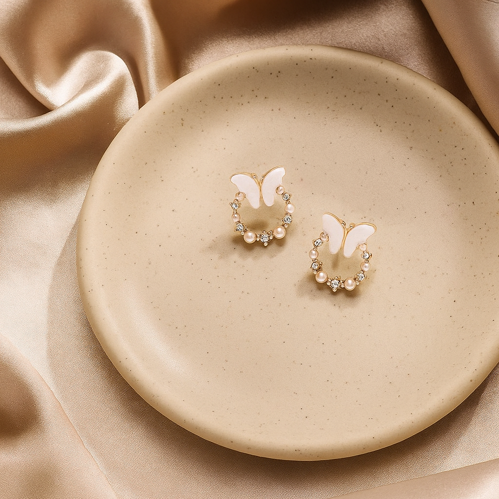Pearl Whisper Butterflies Earrings