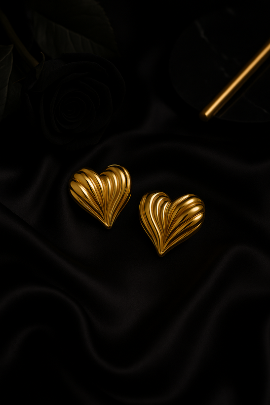"Golden Crush" Chunky Heart Earrings