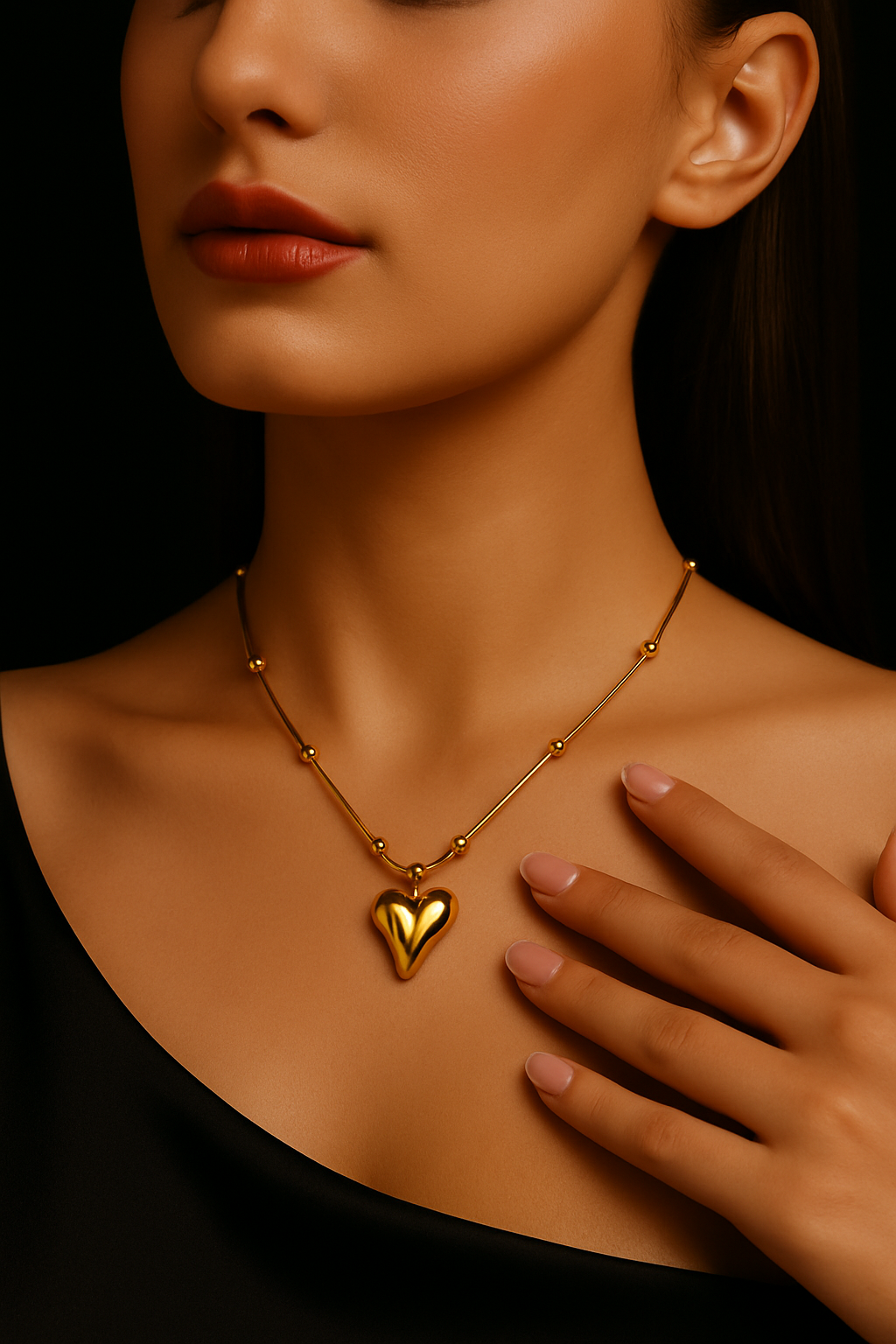 Golden Flame Heart Necklace