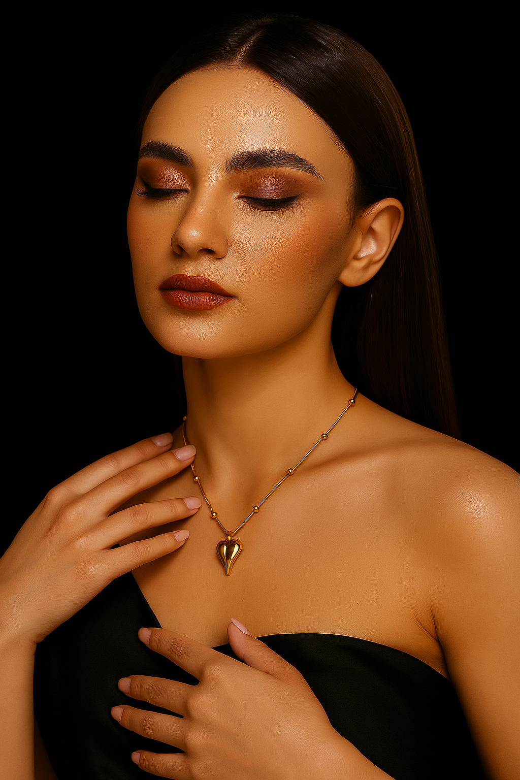 Golden Flame Heart Necklace