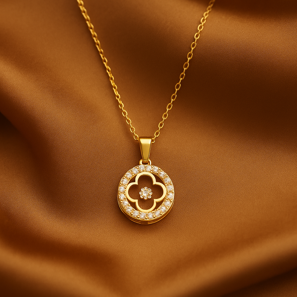 Golden Aura Clover Pendant