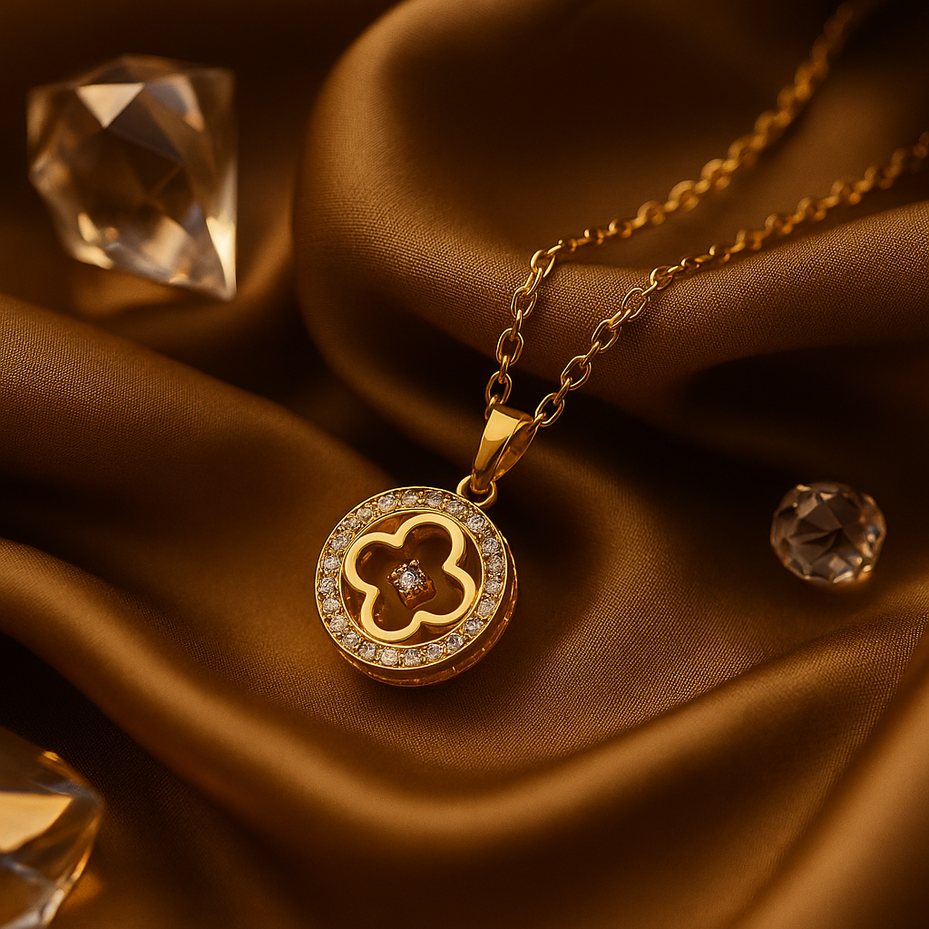 Golden Aura Clover Pendant