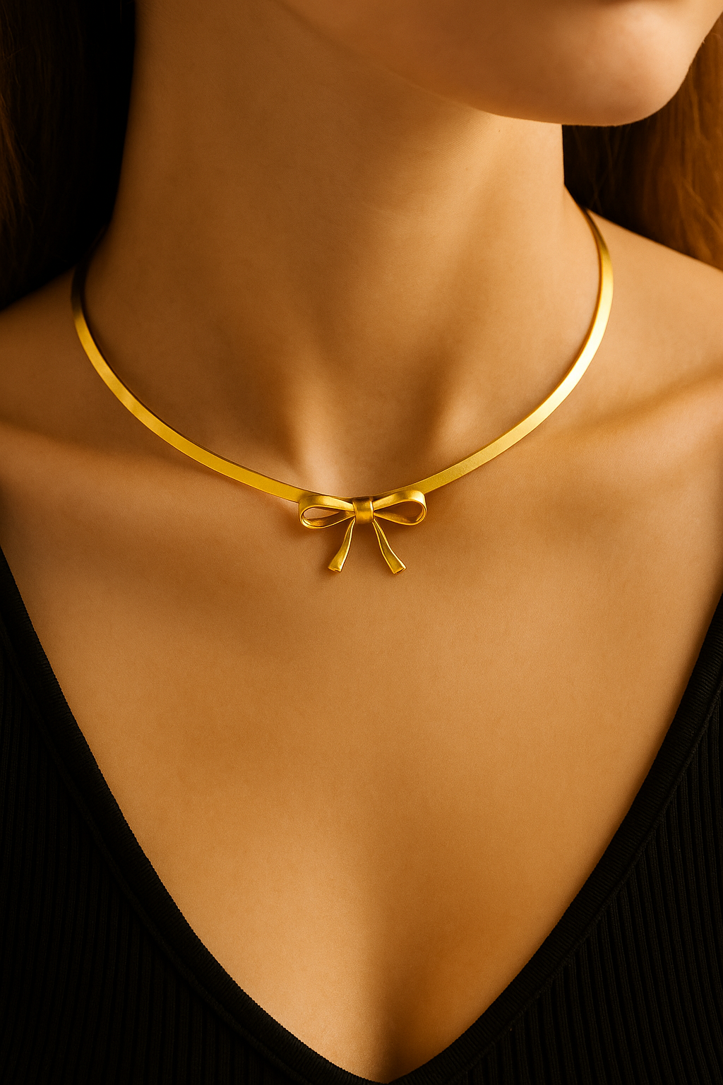 Golden Bow Choker Necklace
