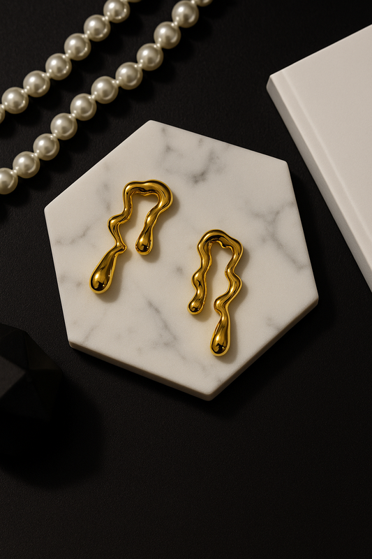Molten Flow Gold Earrings