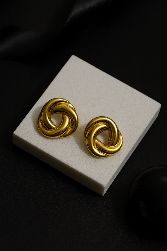 Golden Knot Stud Earrings