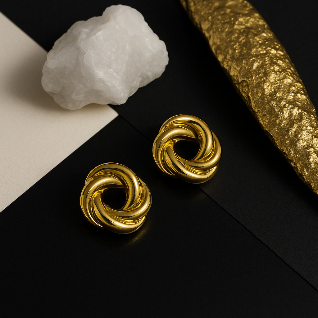 Golden Knot Stud Earrings