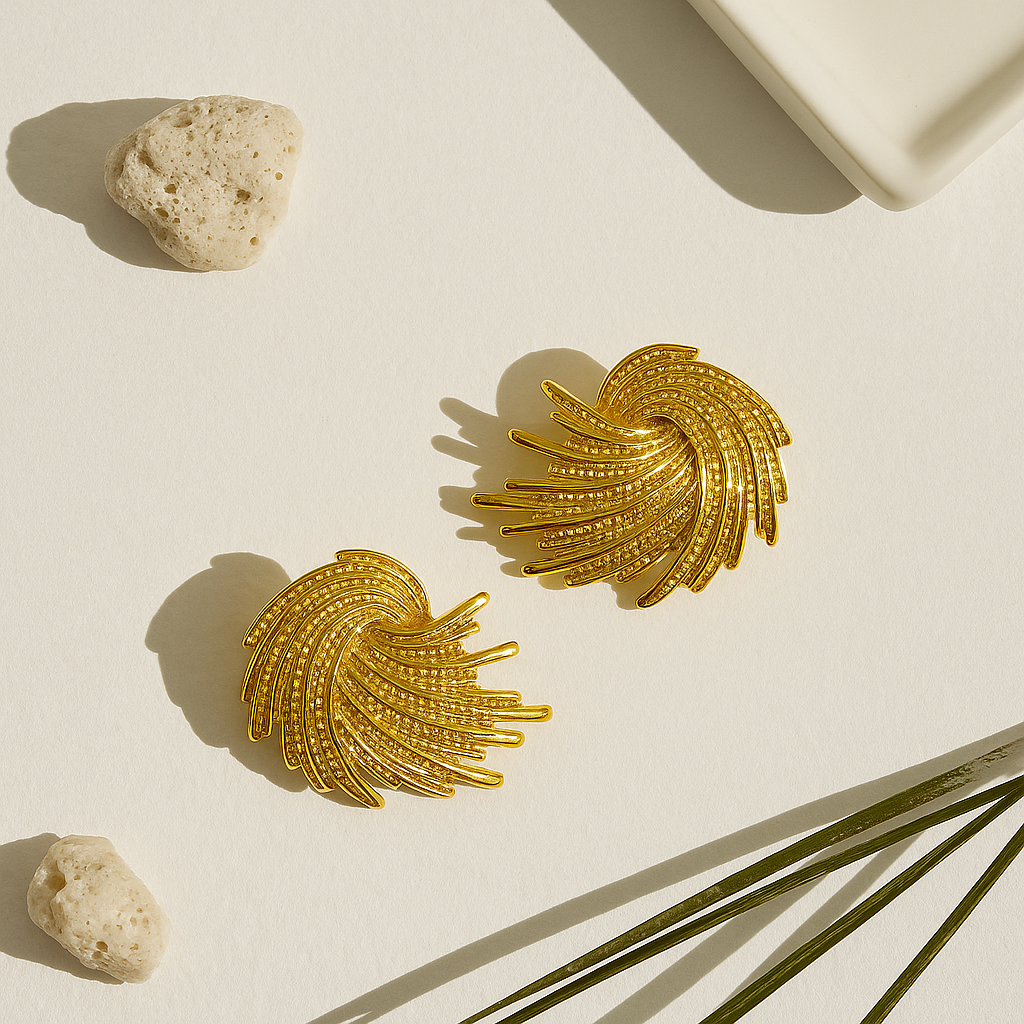 Golden Aura Swirl Studs