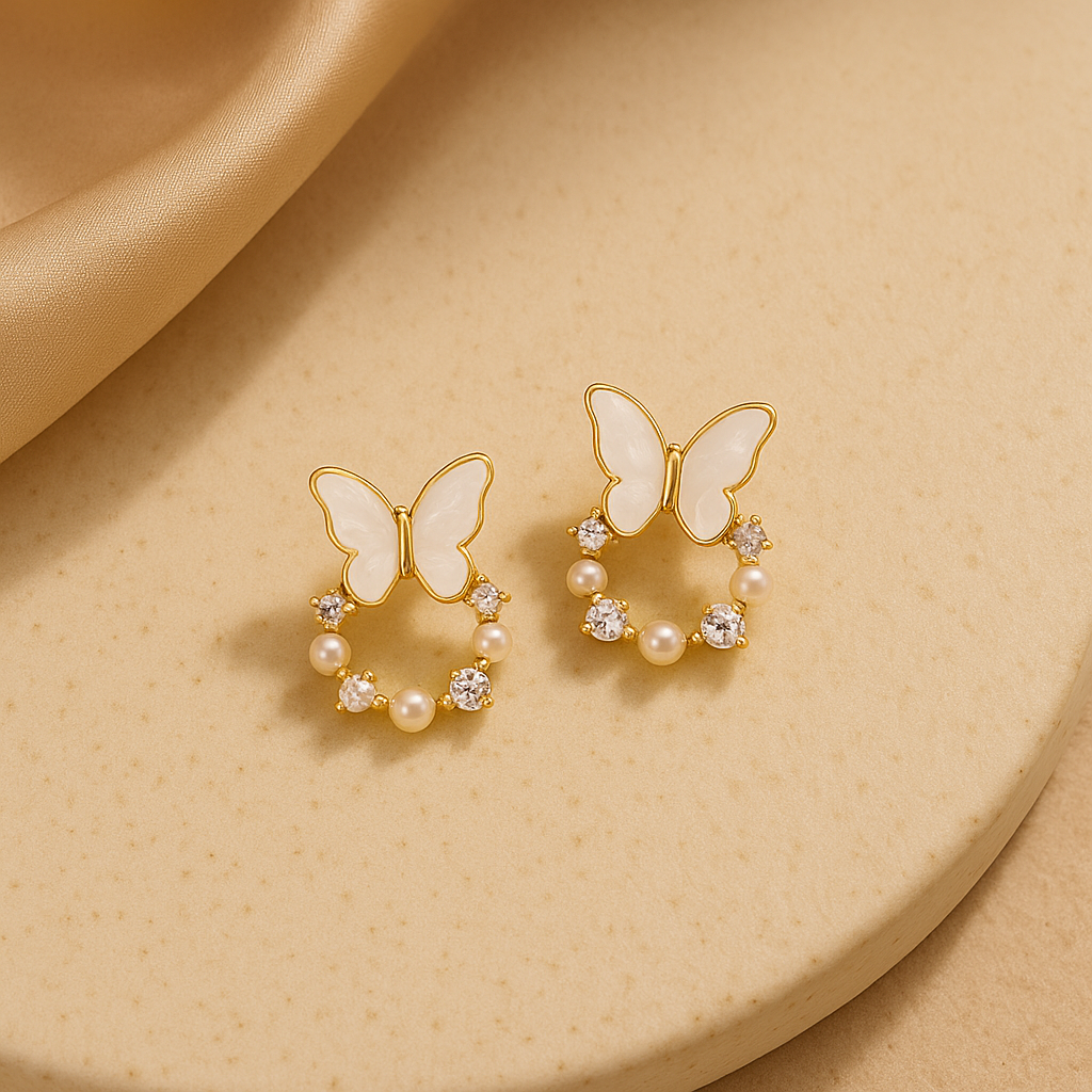 Pearl Whisper Butterflies Earrings