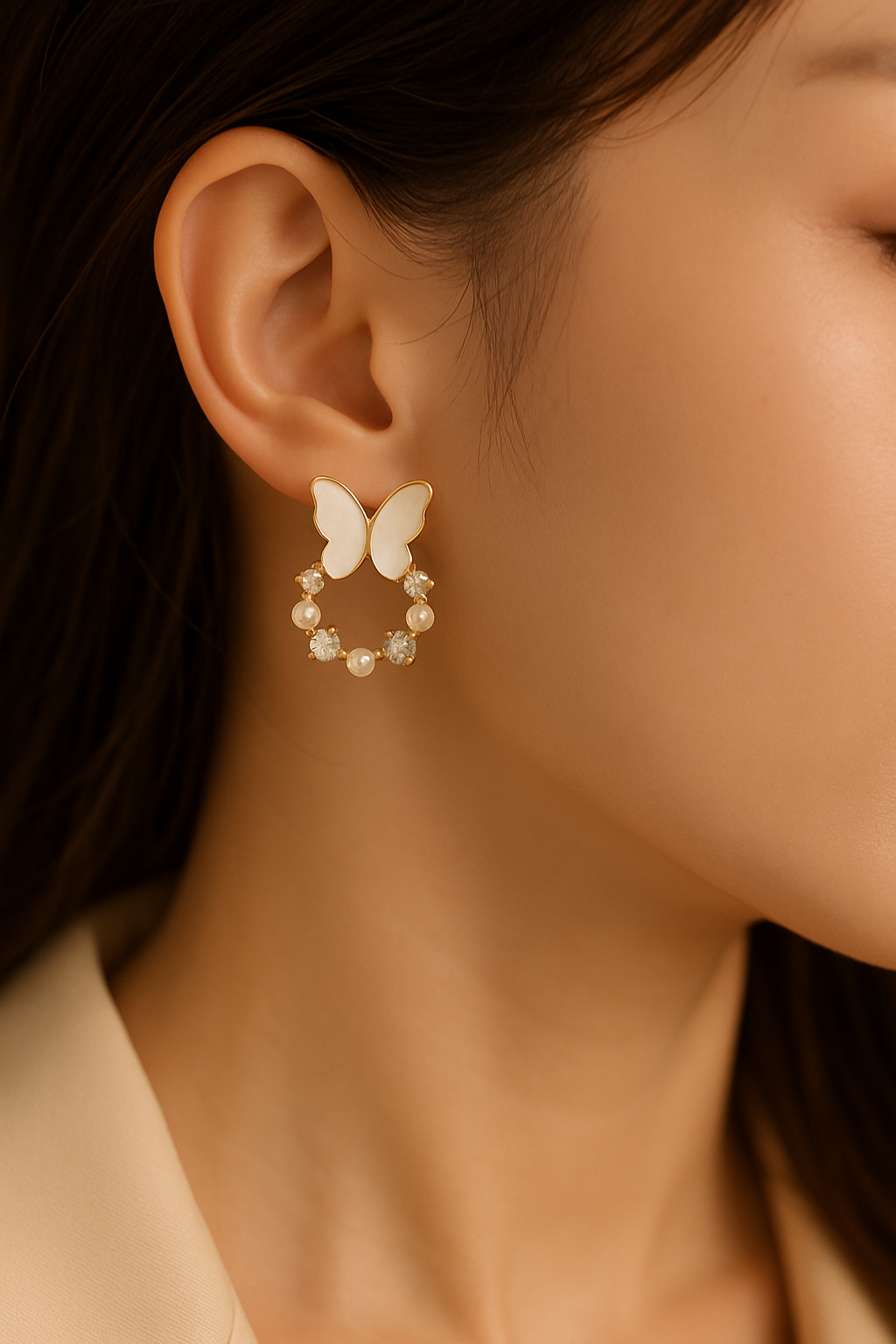 Pearl Whisper Butterflies Earrings