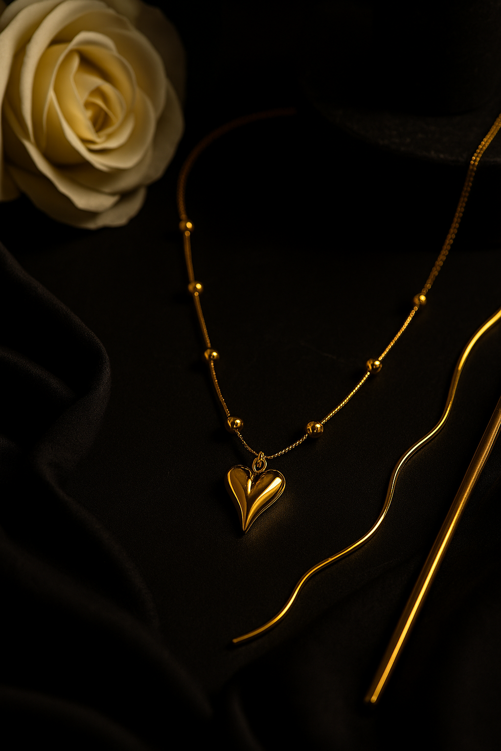 Golden Flame Heart Necklace