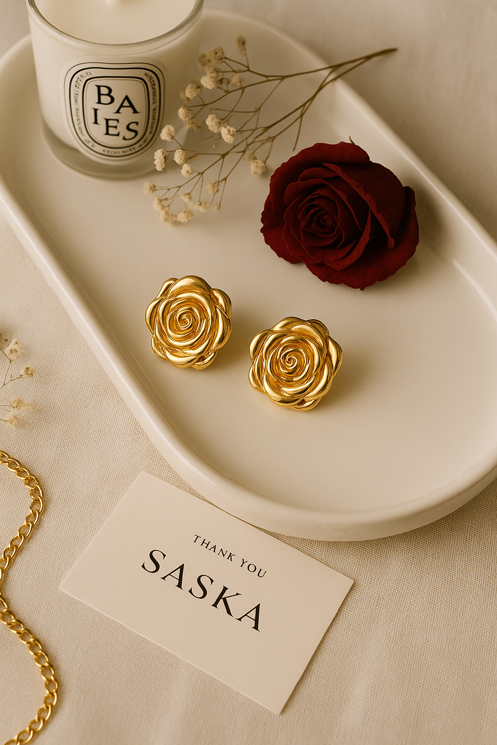 Golden Bloom- Vintage Rose Studs