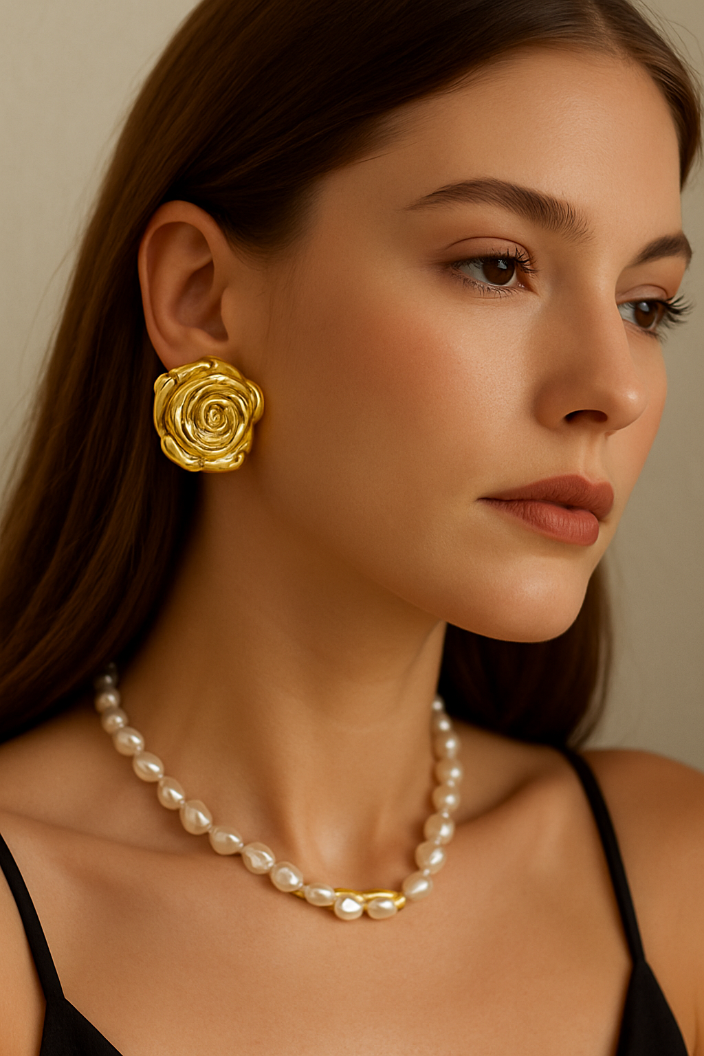 Golden Bloom- Vintage Rose Studs